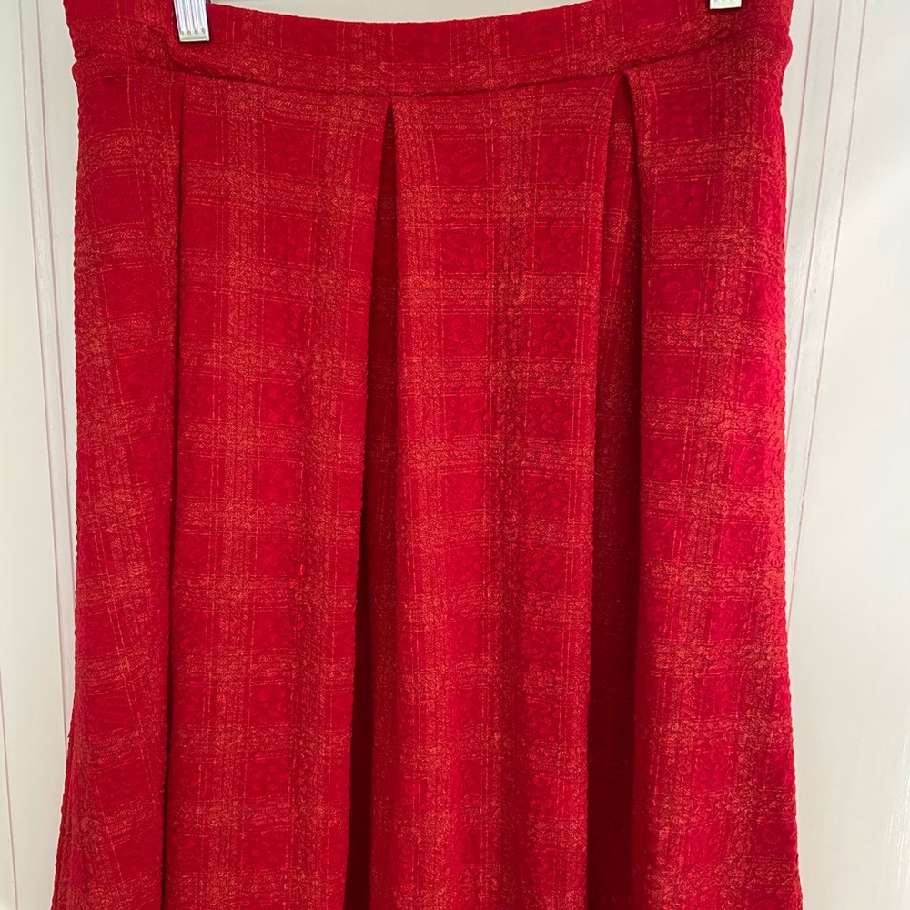 LuLaRoe Madison Skirt Holiday Plaid Red & Gold L